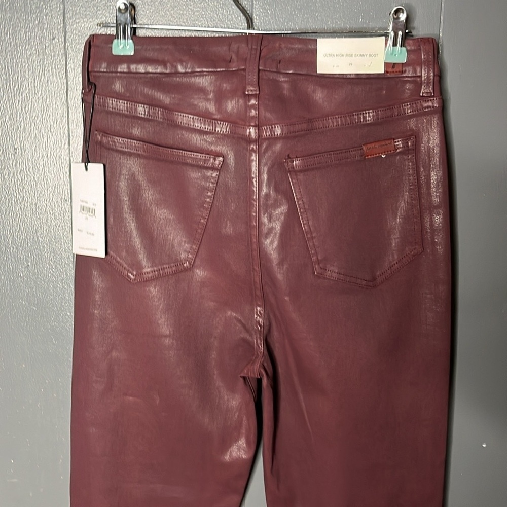 7 For All Mankind Ultra High Rise Skinny Bootcut in Coated Ruby Rust - Picture 11 of 14